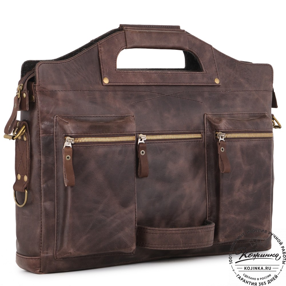  Универсальный кожаный портфель "Диего" (темно-коричневый антик) 